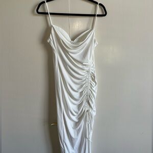 Zara Ruched White Maxi Dress